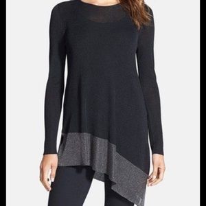 Eileen Fisher large black and silver tunic top